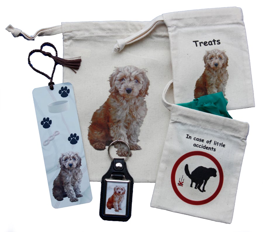 Red Cockapoo Dog Owners Gift Set with 5 different doggy items