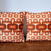 2 Handmade op art cushions vintage 1960s 1970s fabric envelope