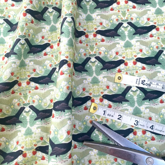 Summer Seconds - Blackbird with Strawberries Fat Quarter Fabric