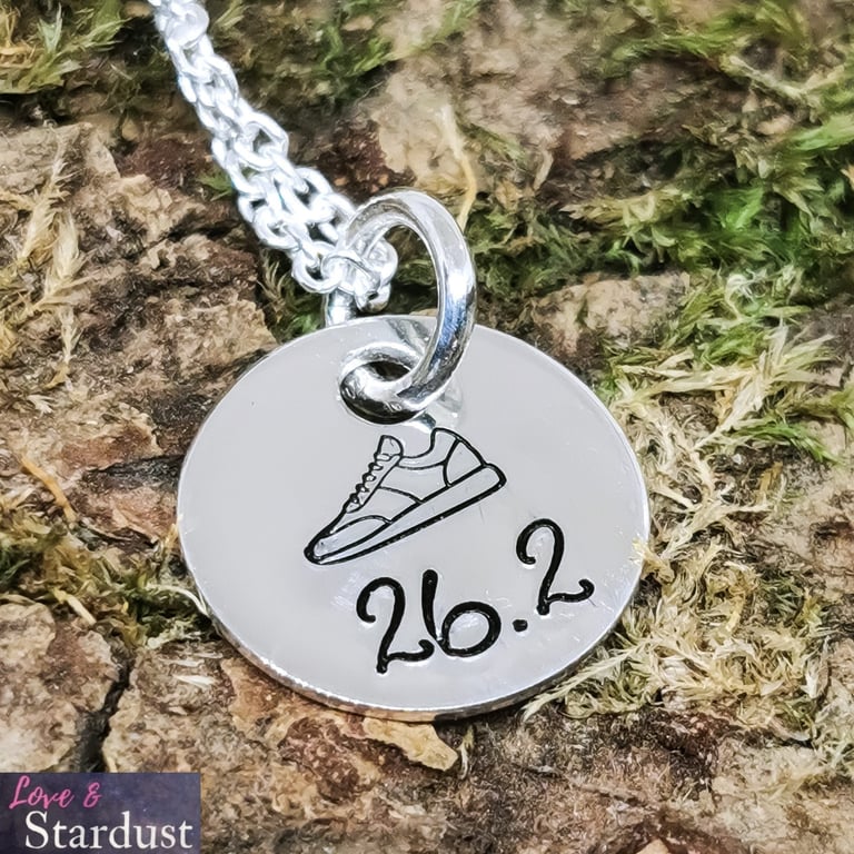Running Distance Hand Stamped Sterling Silver Necklace