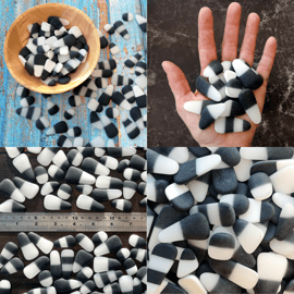 Tumbled Frosted Glass - Black & White 2-Tone Colour Mix - Sea Glass