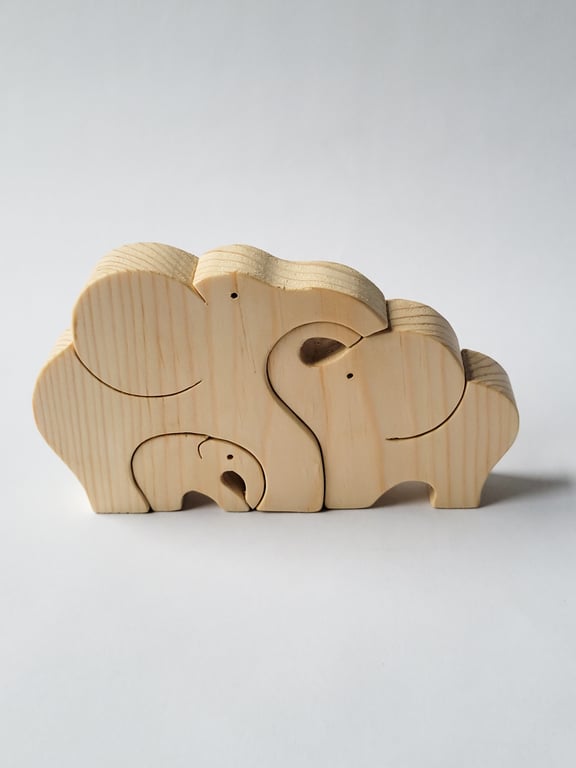 Wooden Elephant Family