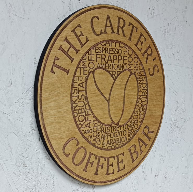 Large personalised engraved coffee sign, Custom... - Folksy
