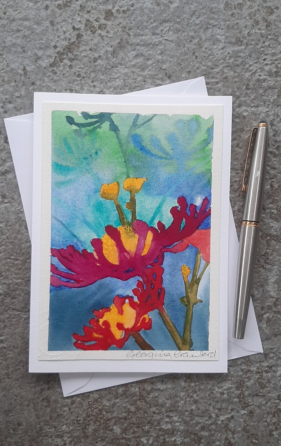 Bold Pink Daisies. Handpainted Blank Card. Wall Art Keepsake Gift