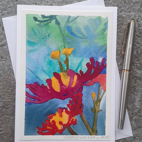 Bold Pink Daisies. Handpainted Blank Card. Wall Art Keepsake Gift