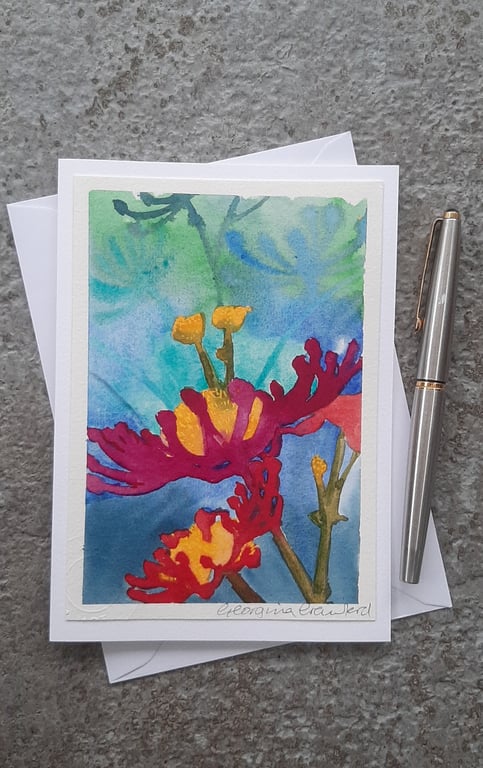 Bold Pink Daisies. Handpainted Blank Card. Wall Art Keepsake Gift