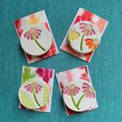 Handmade Ceramic Echinacea brooch, Hand Made Pottery Badge