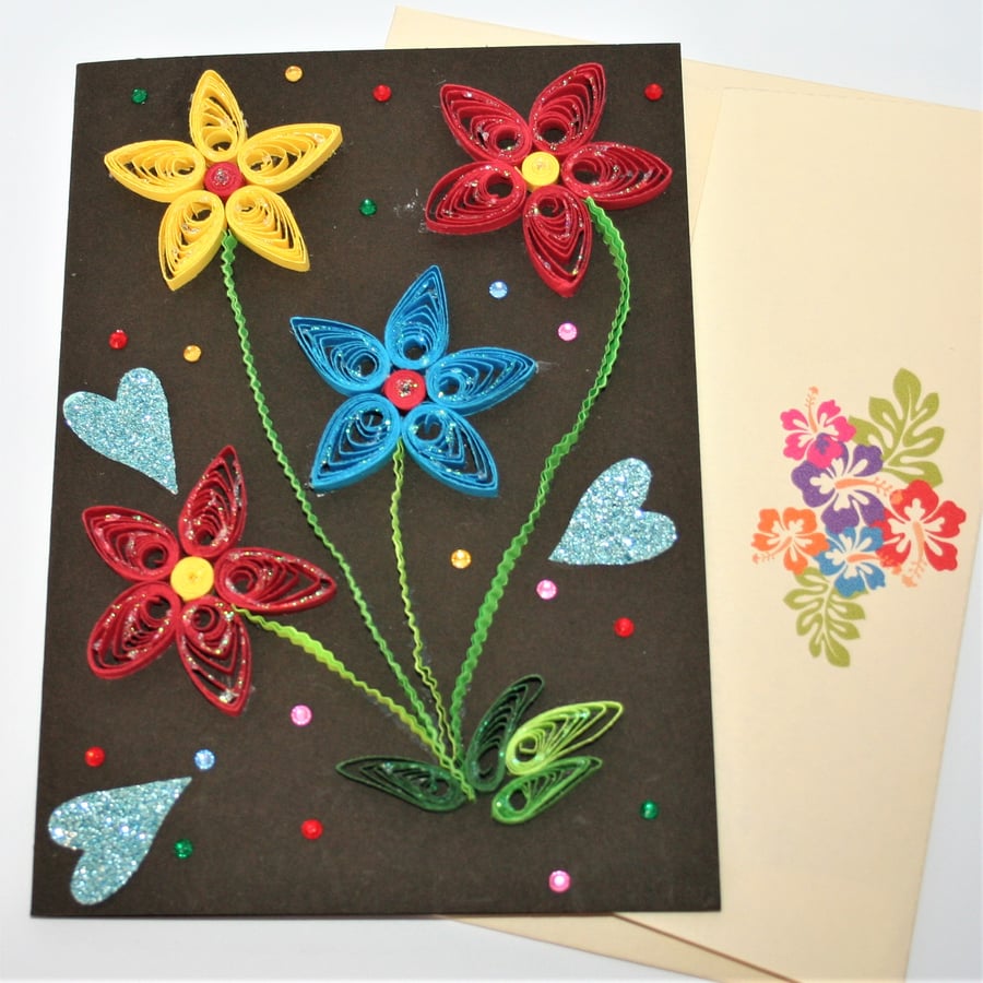 Flowers Quilled Card A6