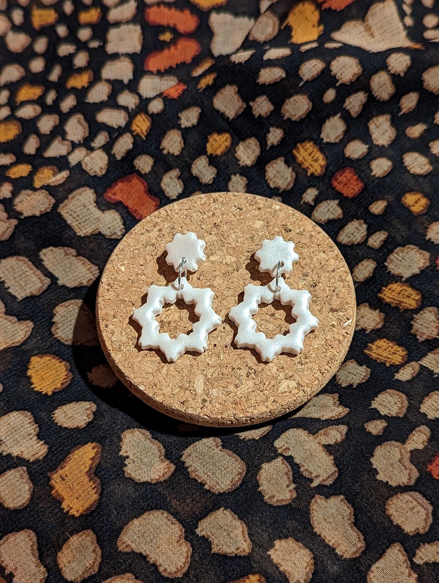 Pearlescent Flake Stud Dangle Earrings