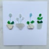 Cornwall sea glass plant pot design greetings card