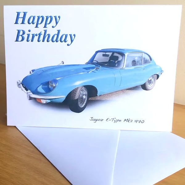 Jaguar E-Type Mk2 1970 - Birthday, Anniversary, Retirement or Plain Card