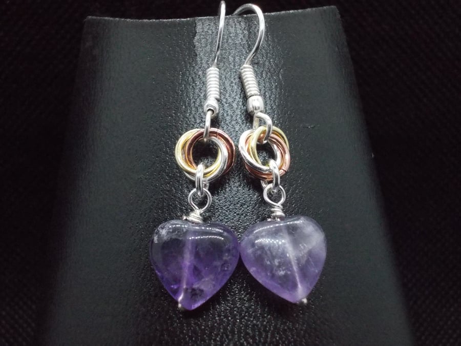 SALE - Amethyst heart earrings