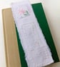 Hand Embroidered Bookmark - Pink Flower- Created using Upcycled Vintage Fabric - Image 4