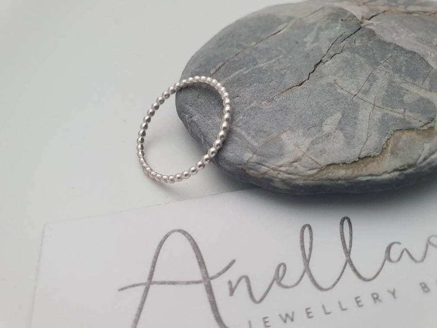 Sterling Silver Beaded Ring, Bubble Ring, Dainty Ring, Silver Ring, Skinny Ring