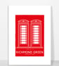 K6 TELEPHONE BOXES RICHMOND GREEN A3 Print - Image 2