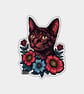 Funny Vinyl Sticker For Adults - Floral Cat