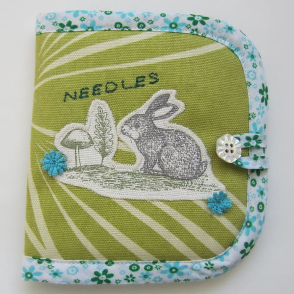 Appliqued Rabbit Sewing Needle Case