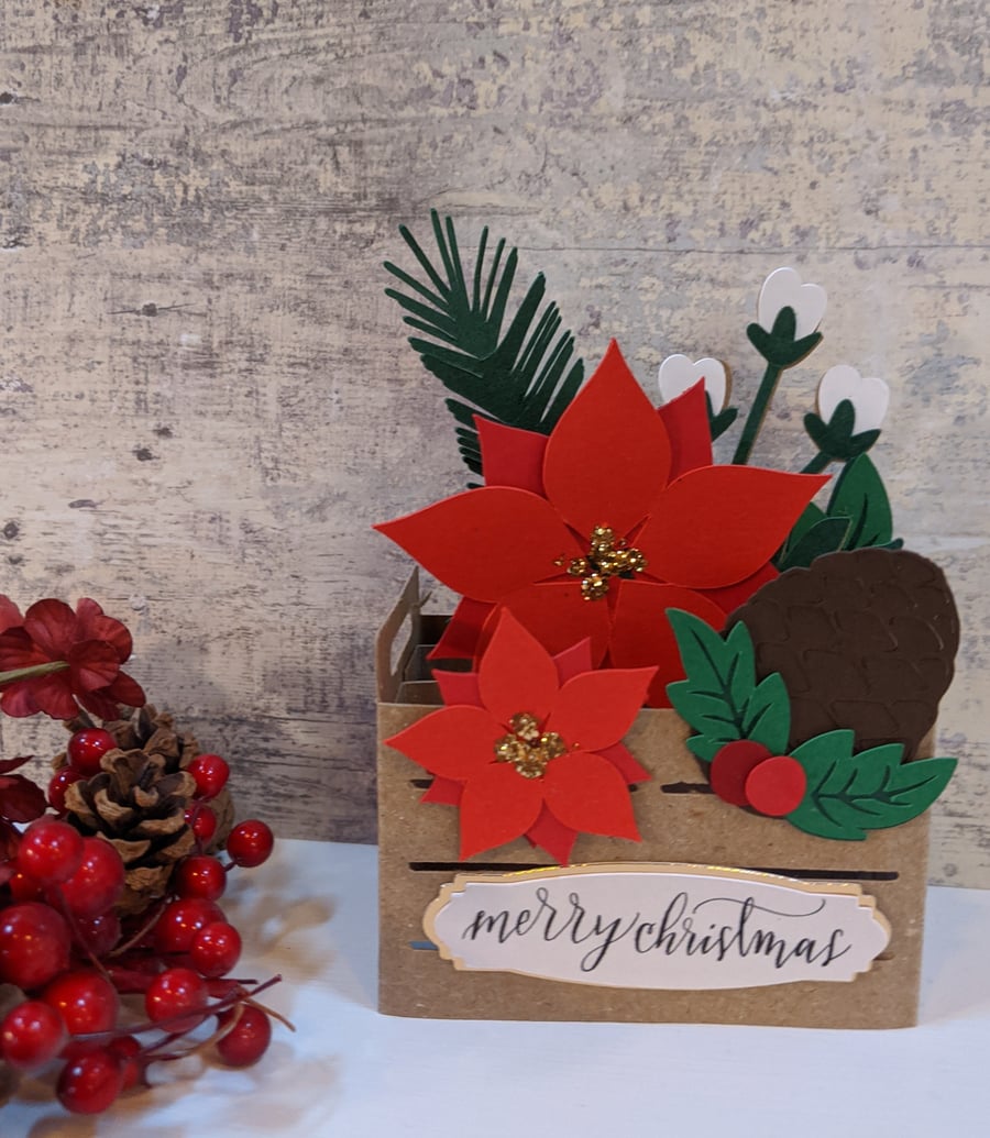 Pop Up Floral Christmas Crate card