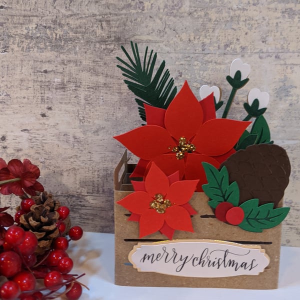 Pop Up Floral Christmas Crate card