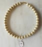 Gold and Ivory Necklace with Faux Pearl and Rhinestones - Summer Seconds