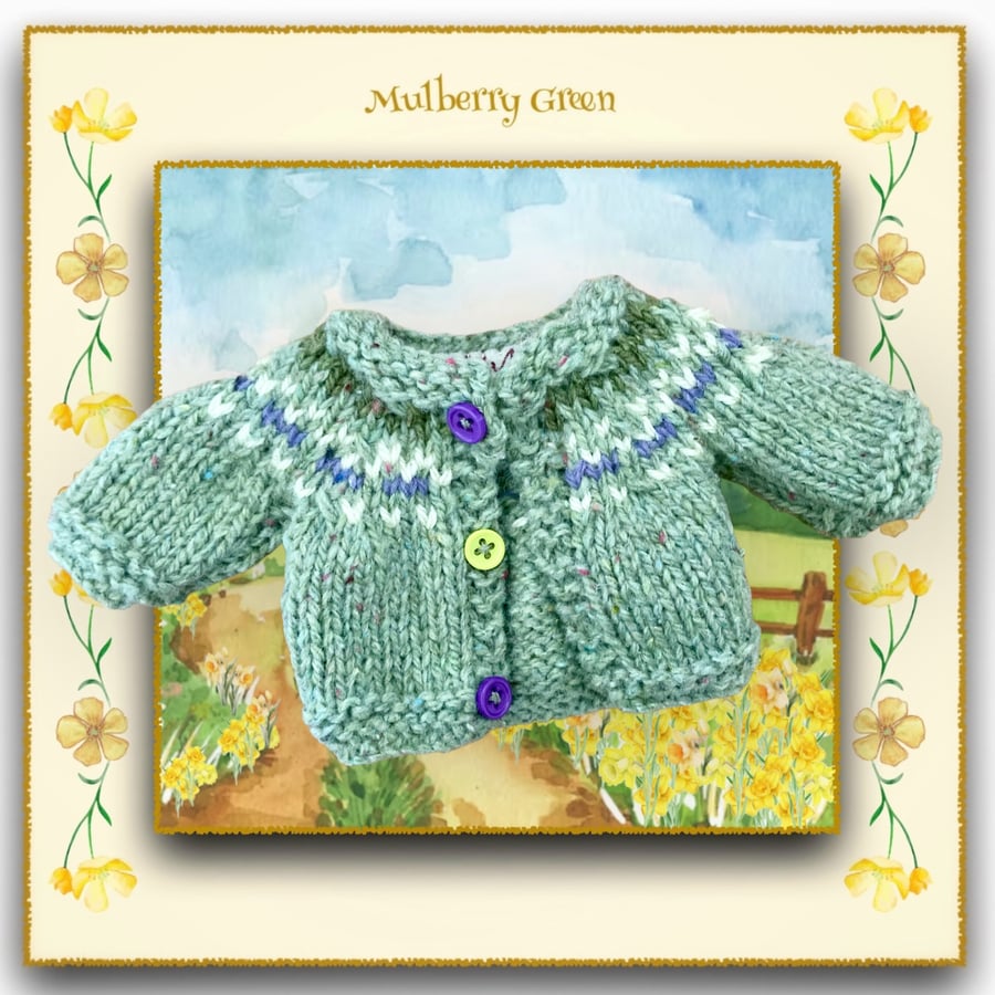 Sage Green and Lavender Yoked Cardigan 