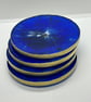 Striking blue and gold coaster, set of 4