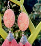 CAMEO TASSEL EARRINGS Blush pink fringe silk resin floral cool gift for her art  - Image 6