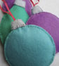 Bauble Retro Christmas Decoration hand embroidered felt  - Image 8