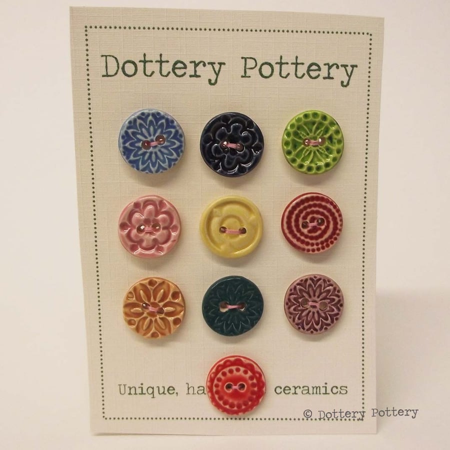 Set of ten little handmade ceramic buttons pottery buttons