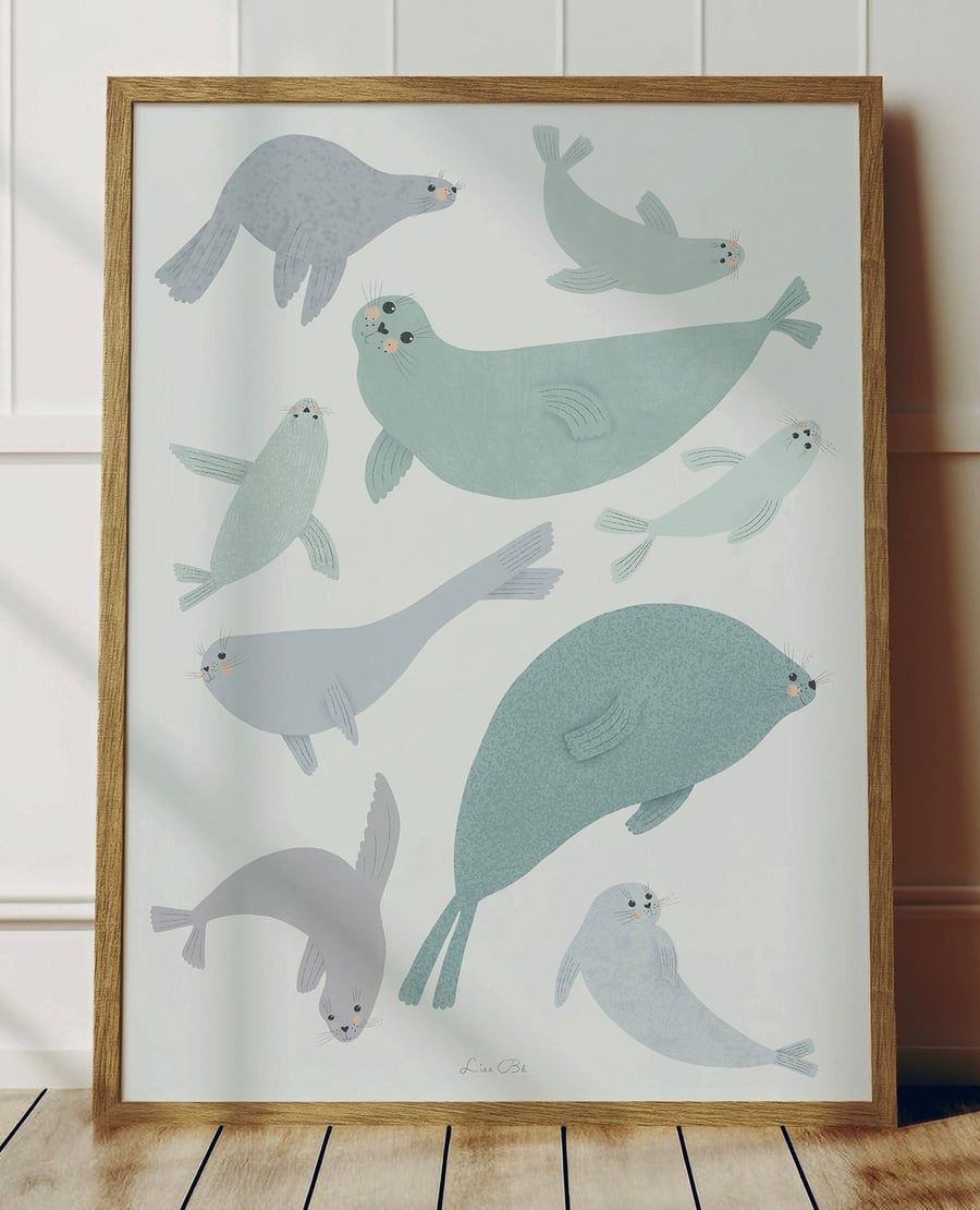 Cute Seal Giclée Print - Childrens Illustration Wall Art 