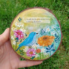 Be Still, Original Mixed Media Painting On Wood slice