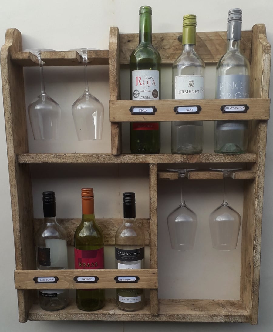 Wine rack, 6 bottles & 4 glass's