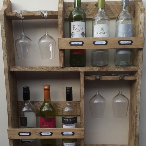 Wine rack, 6 bottles & 4 glass's