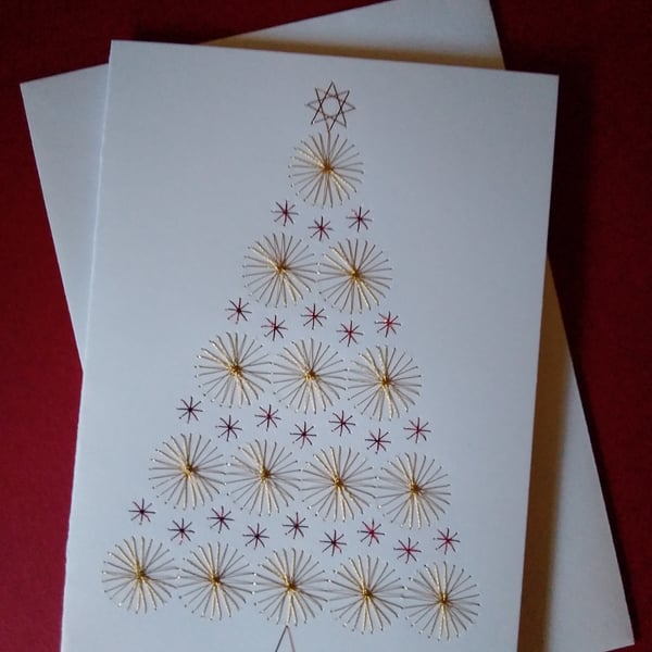  Christmas Tree. Hand Embroidered. Christmas Card