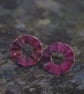 Red Copper Ripple Circle Stud Earrings  - Image 7