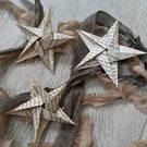 Vintage book and sheet music origami stars