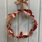 Holly wreath, Christmas wreath, copper wreath, winter wreath, Yule wreath