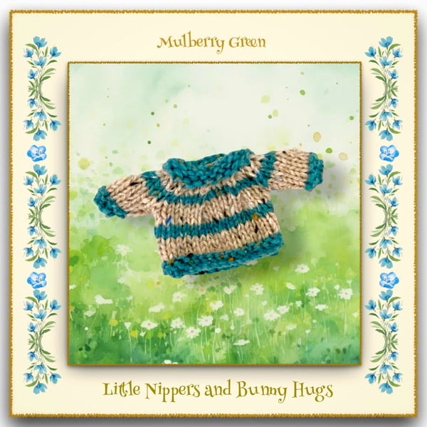 Little Nippers and Bunny Hugs Teal and Cream Striped Jumper