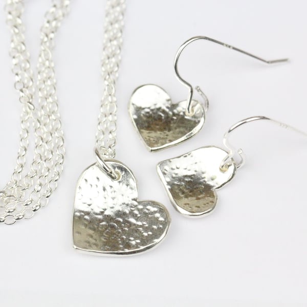 Sterling silver sweet heart gift set - necklace and earrings