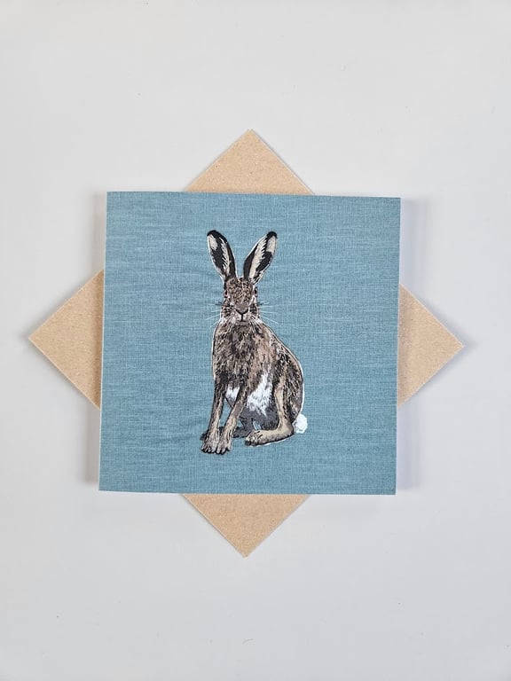Hare card, blank card, printed card for hare and animal lovers