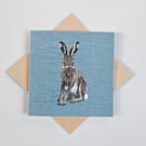 Hare card, blank card, printed card for hare and animal lovers