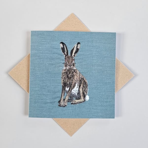 Hare card, blank card, printed card for hare and animal lovers