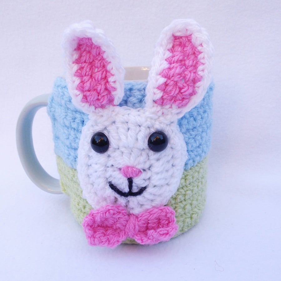 Hand crocheted mug cosy - bunny rabbit - Easter - Spring - mother's day gift 