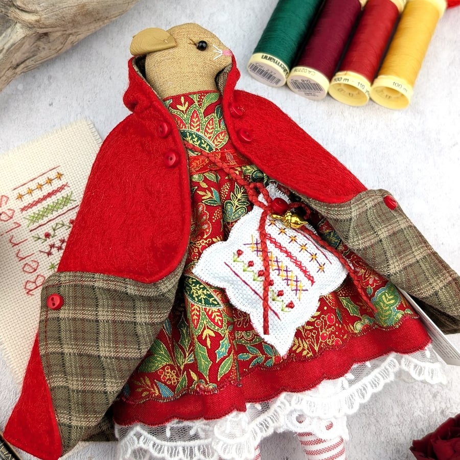 Scarlet, A Christmas Mouse in a Winter Cape