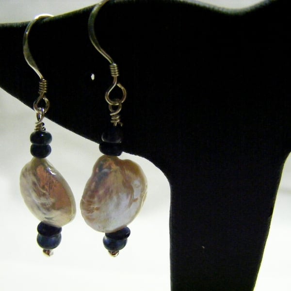 Pearl and Precious Sapphire Earrings