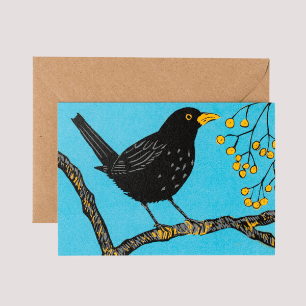 Bird Card, Blackbird Card, Art Card, Birthday Card 