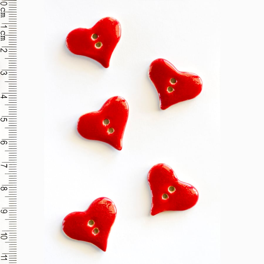 Red Heart Buttons, Handmade buttons, Valentine's Gift, Craft Supplies,Fun Button