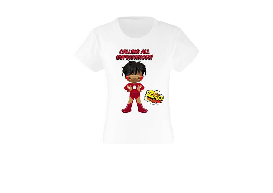 Black Boy Superhero T shirt - Custom Printed T shirt