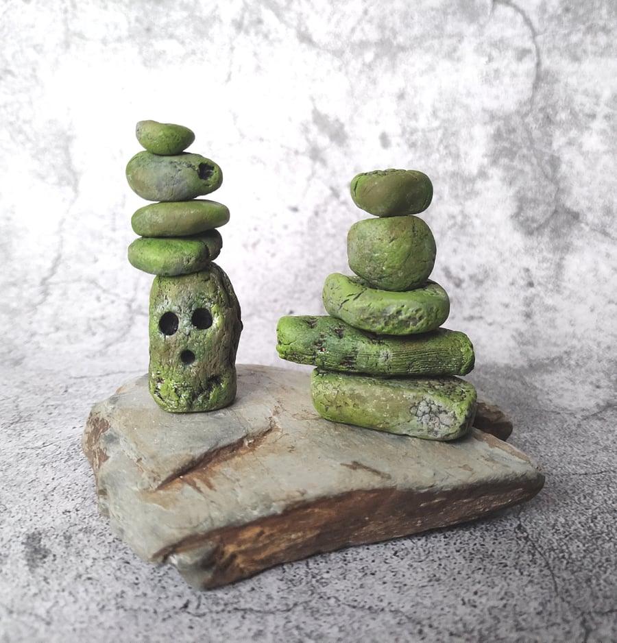 Stone Moss Gatherer, Norman The Cairn Builder, Tiny Rock Creatures