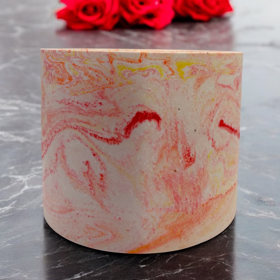 Sunset Plant Pot Cover - Large Red Orange and Yellow Pot Holder (lpp30)